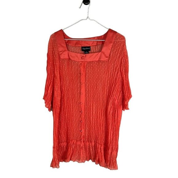 Maggie Barnes Polka Dot Top 2X Feminine Classic Preppy Resort Sheer Artsy Retro - Picture 1 of 12